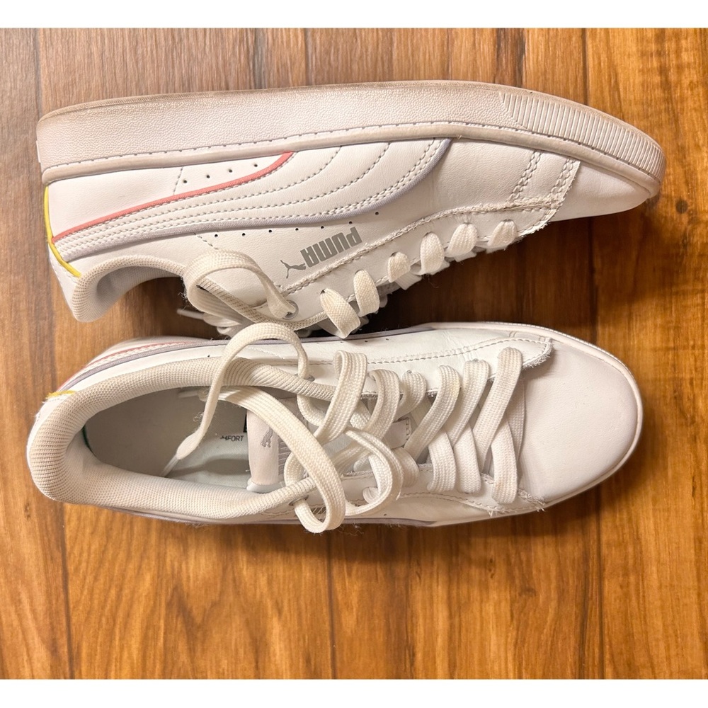 Puma Classic White Sneakers with Red and Yellow Details